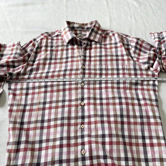 Peter Millar Mens Shirt Plaid Long Sleeve Cotton. Size L - Picture 7 of 8
